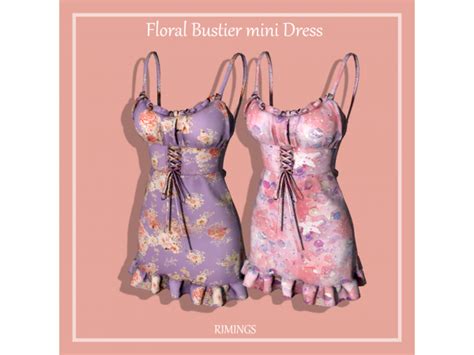 Rimings Floral Bustier Mini Dress By Rimings The Sims 4 Download