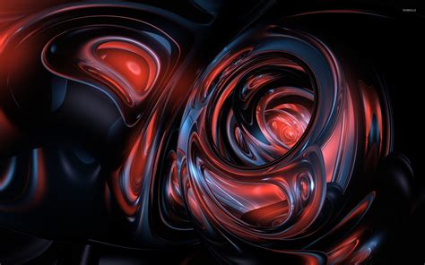 Red And Dark Blue Shapes Glowing Wallpaper Abstract Wallpapers 54035