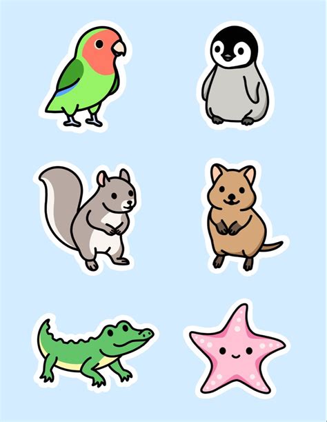 Cute Animal Sticker Pack 12 Sticker By Littlemandyart Cute Easy