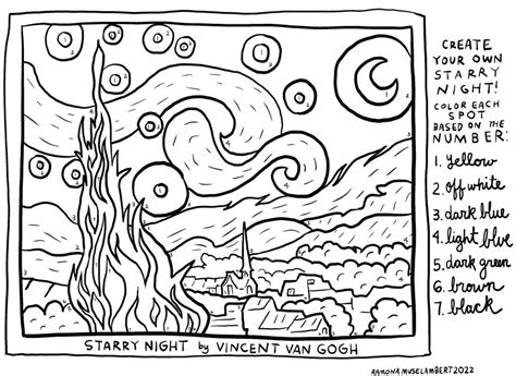 Print And Color Starry Night Paint By Numbers The Gazette