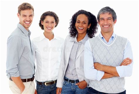 Happy Business Partners Portrait Of Friendly Business People Standing Together On White