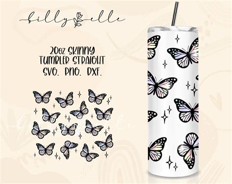 Butterflies Pattern Wrap SVG File 20oz Skinny Tumbler | Etsy