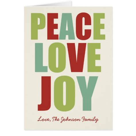 Peace Love And Joy Christmas Card Zazzle