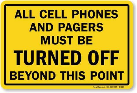 All Cellphones Must Be Turned Off Sign, SKU: S-7224