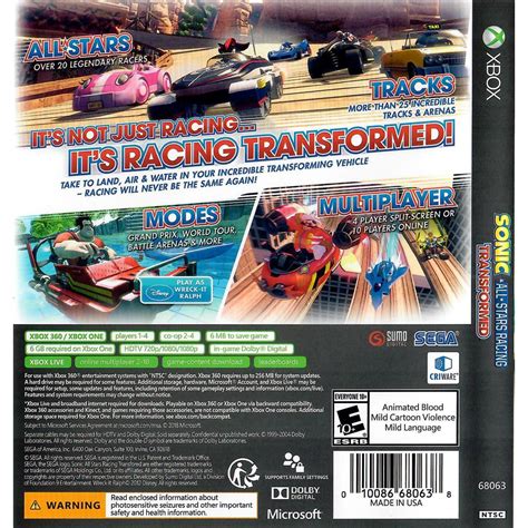 Sonic E Sega All Stars Racing Transformed Xbox One360 Seminovo