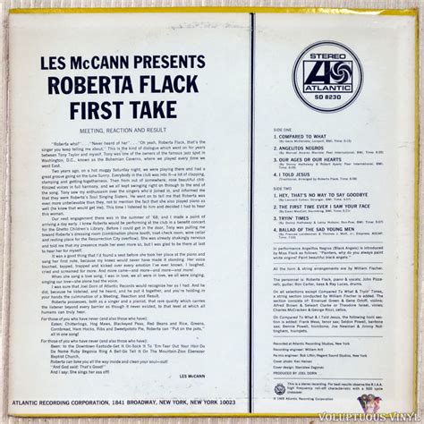 Roberta Flack ‎ First Take 1969 Vinyl Lp Album Stereo