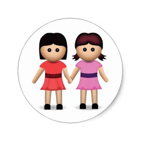 Two Women Holding Hands Emoji Classic Round Sticker Emojiprints