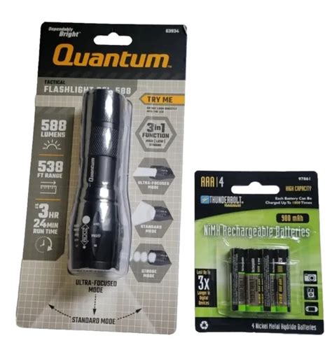 Quantum 588 Lumen Tactical Led Flashlight Black With 4 Aaa