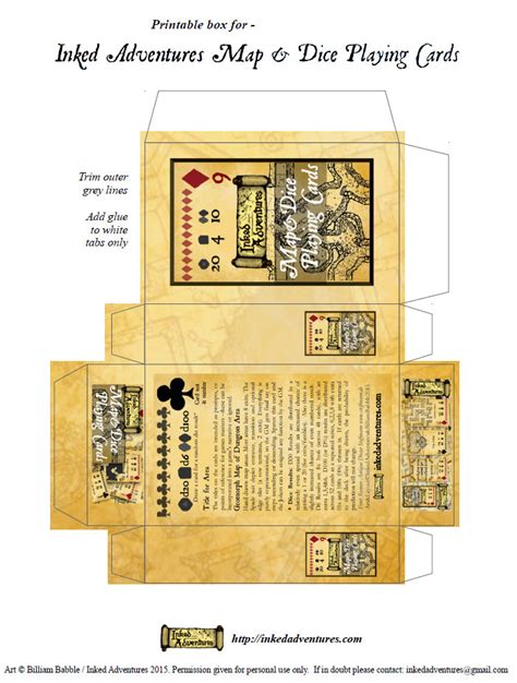 Shop for amazing products from custom printed playing cards licensed by bicycle. Inked Adventures » Printable Box for Inked Adventures Map&Dice Playing Cards