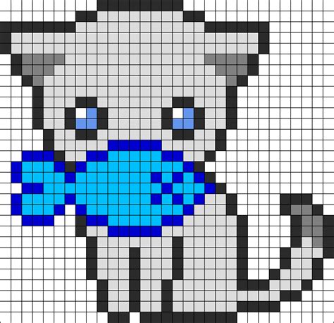 Cute Fishy Kitty Kandi Pattern Pixel Art Minecraft Dessin Petit