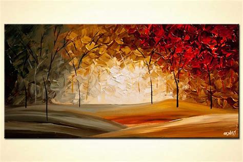 Painting For Sale Modern Abstract Landscape Blooming Trees Textured Painting 6224