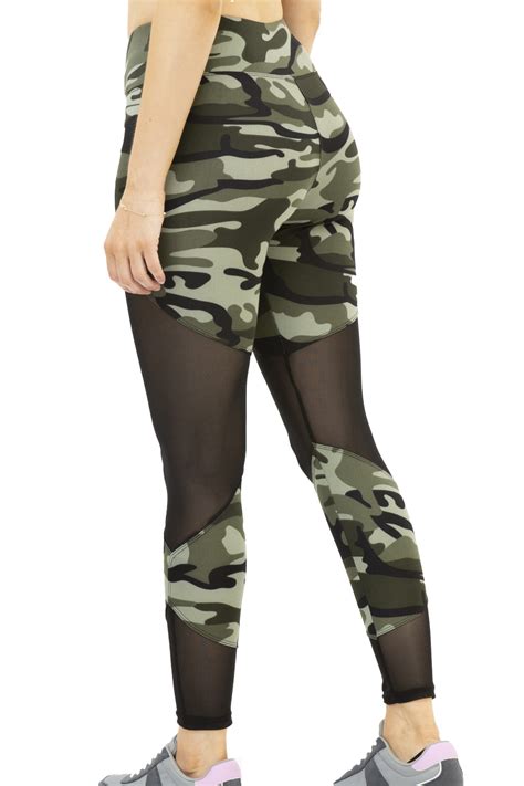 high waist camouflage mesh active yoga pants sport leggings