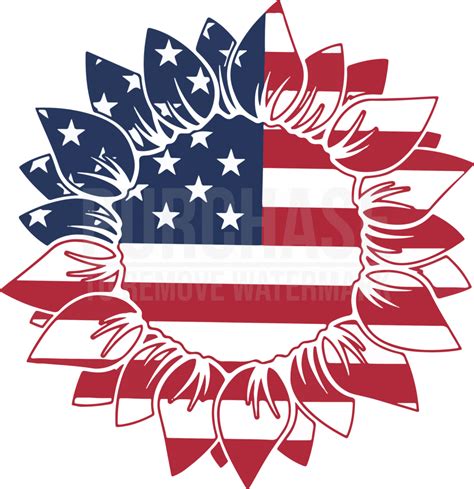 Patriotic Sunflower Svg 4th Of July Svg American Flag Svg