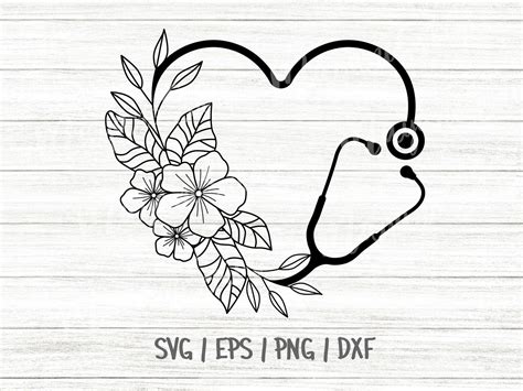Floral Stethoscope Svg Heart Stethoscope Svg Nurse Svg Etsy