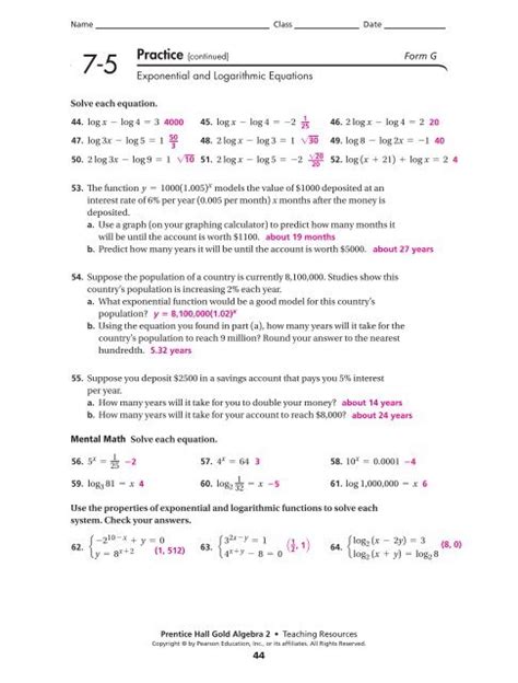 7 5 Practice Exponential Functions Answers Ecopet