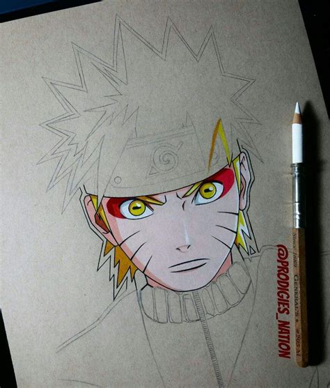 Drawing Of Naruto Sage Mode Color Pencils Dragonballz Amino