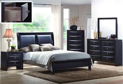 Product title gtu furniture classic louis philippe styling black 5pc queen bedroom set average rating: Black Wood Leatherette Queen Panel Bedroom Set - Modern ...