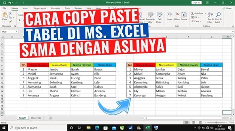 Cara Copy Paste Tabel Excel Agar Hasilnya Sama Youtube