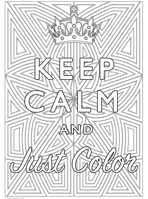 Kids N Coloring Page Keep Calm Keep Calm And Color