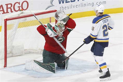 St Paul Mn March 7 Devan Dubnyk 40 Of The Minnesota Wild Makes A Save With Paul Stastny
