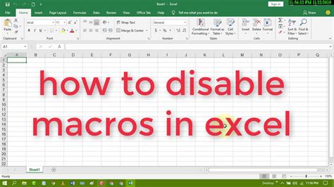 How To Disable Macros In Excel Youtube