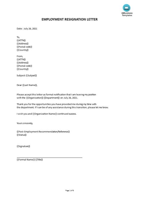 Free Downloadable Templates For Personal Resignation Fadtrend