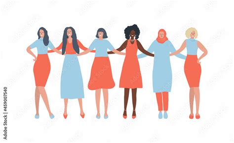 Women Are Standing And Hugging International Womens Day Concept Womens Community Female