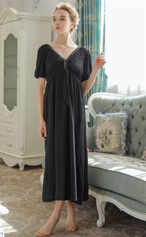 Vintage Women Nightgown Chemise Sleepwear Long Nightgown Lace Etsy