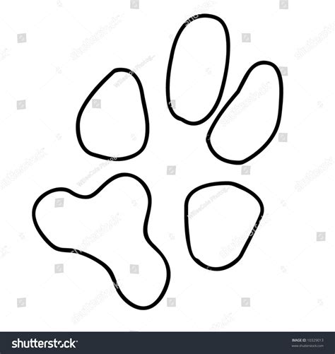 Black Dog Cat Paw Print Outline Stock Vector 10329013