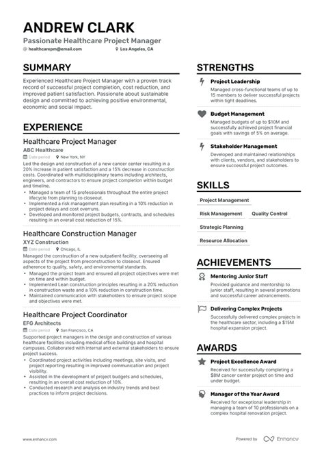 Healthcare Project Manager Resume Examples Guide For