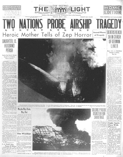 1937 Hindenburg Disaster San Antonio Express News