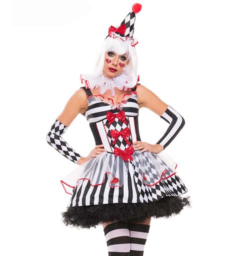 harlequin black white clown adult halloween circus costume n10832