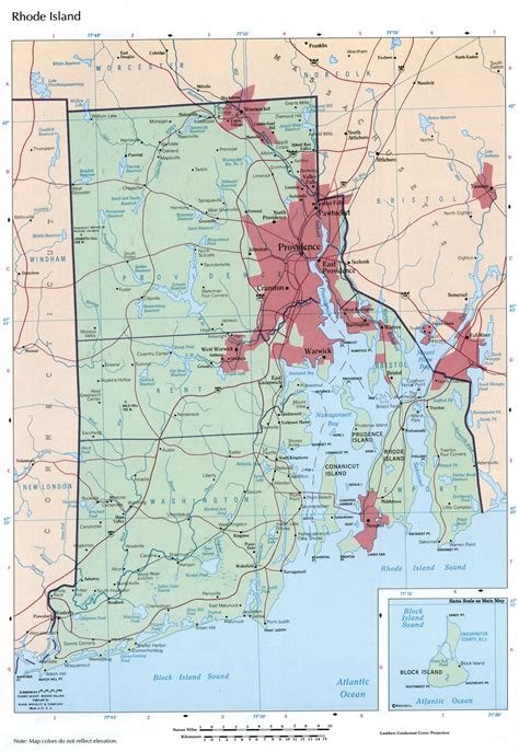 Rhode island is the smallest state in the nation while alaska is the largest. Large detailed map of Rhode Island state with ...