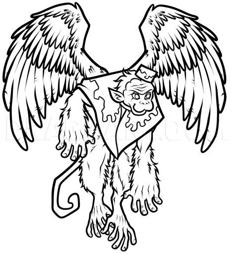 How To Draw Finley Flying Monkey Coloring Page Trace Drawing