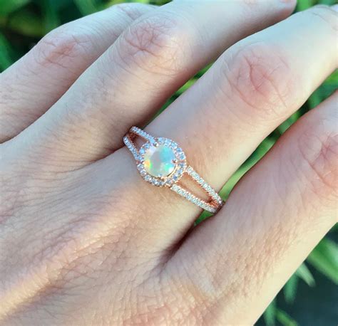 Opal Engagement Ring Rose Gold Engagement Ring Welo Opal Promise Ring