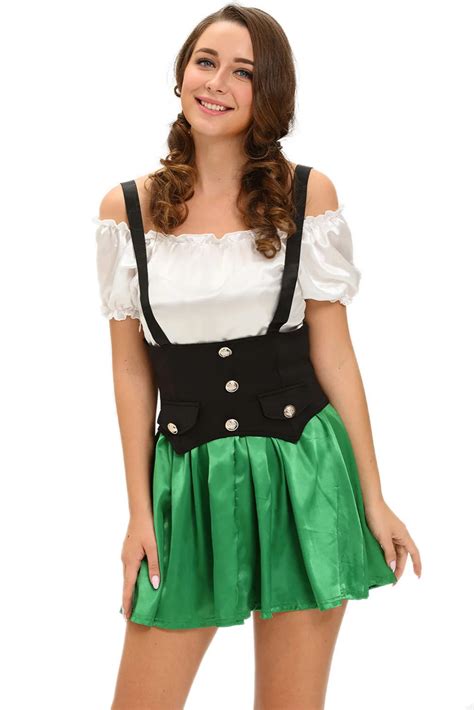 Woman Sexy Lingerie Cosplay Halloween French Maid Costume For Adult Shamrock Sweetie 2pcs Beer