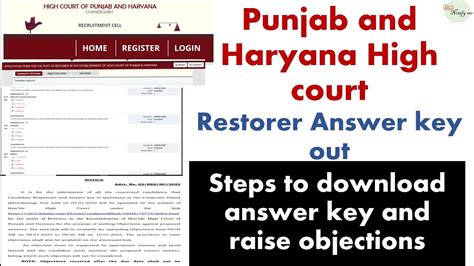 Punjab And Haryana High Court Restorer Answer Key Out How To Check