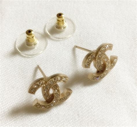 Chanel Gold Cc Mini Crystal Stud Earrings Timeless Classic Authentic Nib