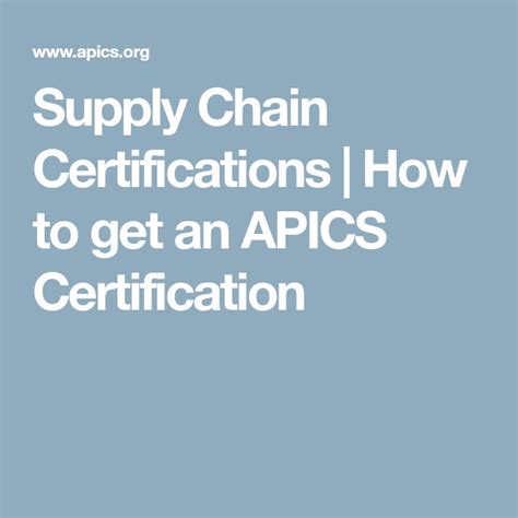Supply Chain Certifications How To Get An Apics Certification