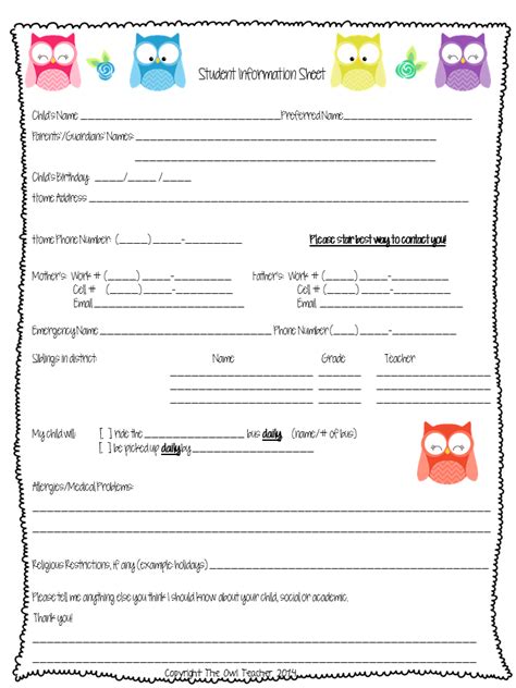 Free Printable Student Information Sheet For Teachers Web May 17 2023