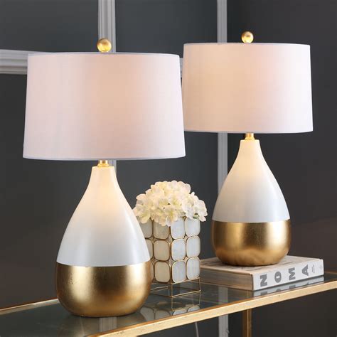 Kingship 24 Inch H White And Gold Table Lamp In Whitegold By Safavieh