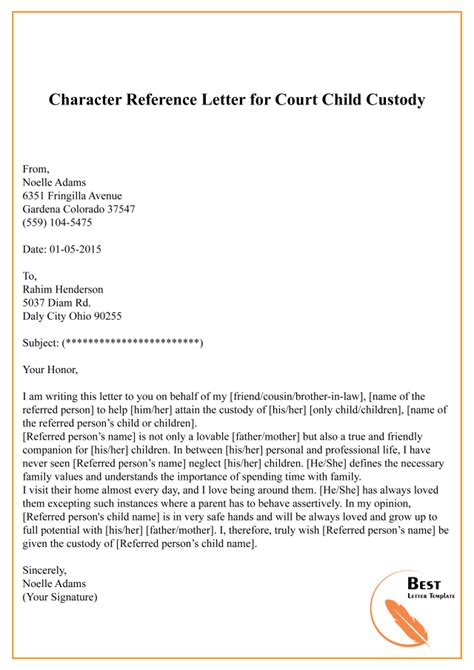 Department of english southern illinois university at edwardsville letter of recommendation access waiver form the family educational rights and privacy act of 1974 (p.l. Sample Character Witness Letter For Child Custody | Letter ...