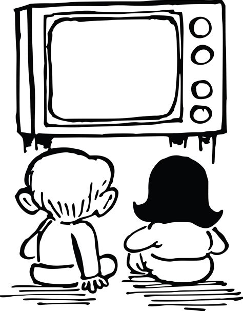 Free Clipart Of kids watching tv