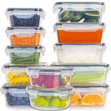 12 Pack Plastic Airtight Stackable Easy Snap Lock And Bpa Free Food