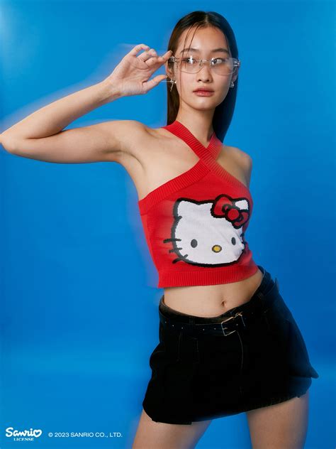 pomelo x hello kitty sustainable halter top red pomelo fashion