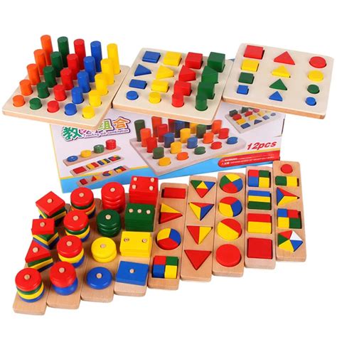 Preschool Montessori Materials Math Geometry Teaching Aids Wooden