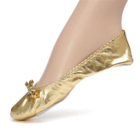 Women Girl Gold Ballet Dance Shoes Pointe Gymnastics Practice Shoes