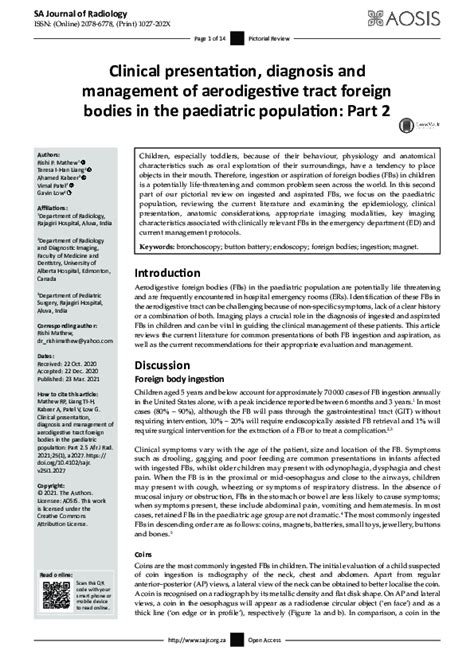 Pdf Clinical Presentation Diagnosis And Management Of Aerodigestive