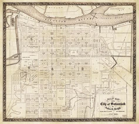 Old Map Of Savannah Historical Map Restored Hostess City Of The South