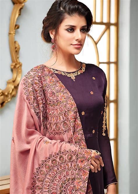 Purple Flared Kameez With Dupatta Salwar Kameez 2483sl03 Designer Anarkali Suits Anarkali